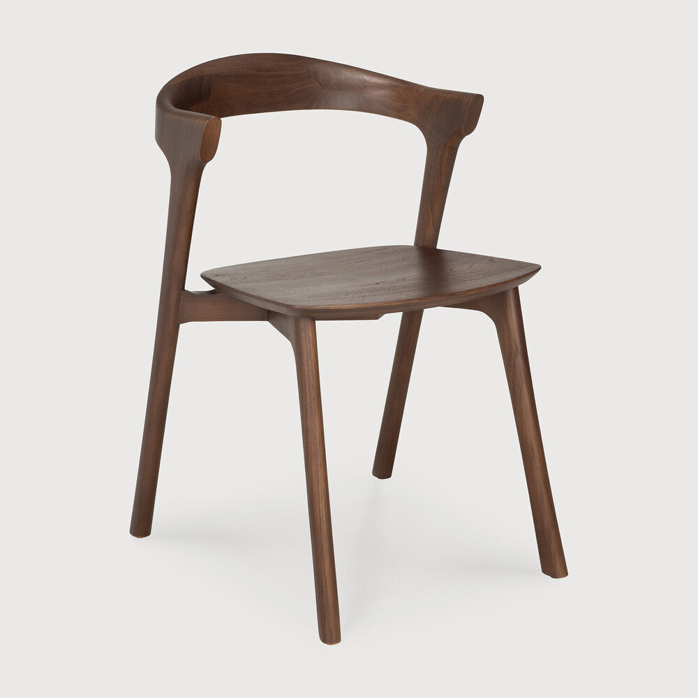 Ethnicraft Bok dining chair in teak brown, sustainable seating crafted with Comosum
