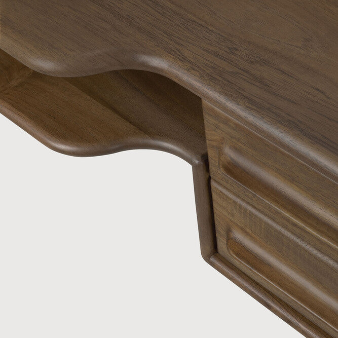Ethnicraft Flow Desk in teak, FSC-certified solid teak with varnished finish