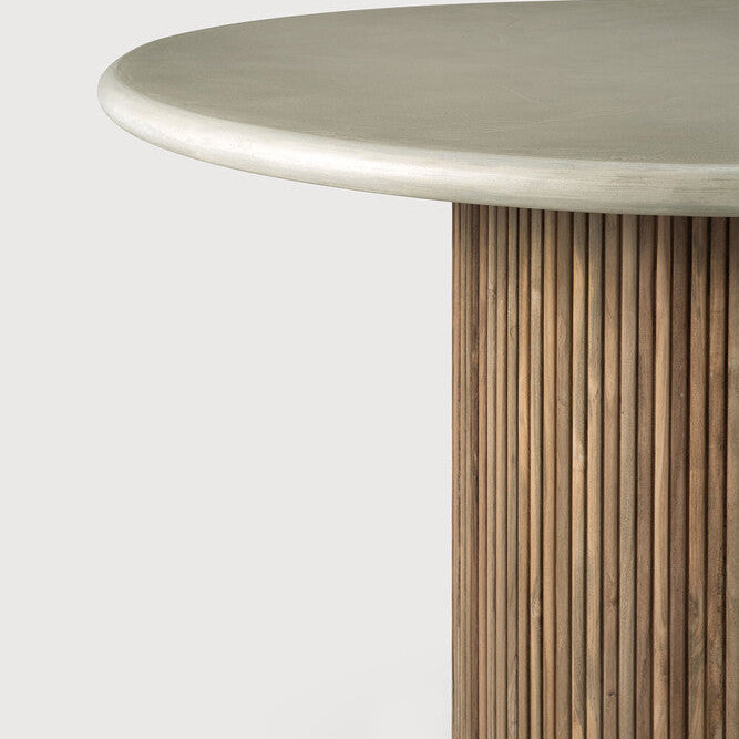 Ethnicraft Roller Max Outdoor Dining Table in teak styled in a dining room