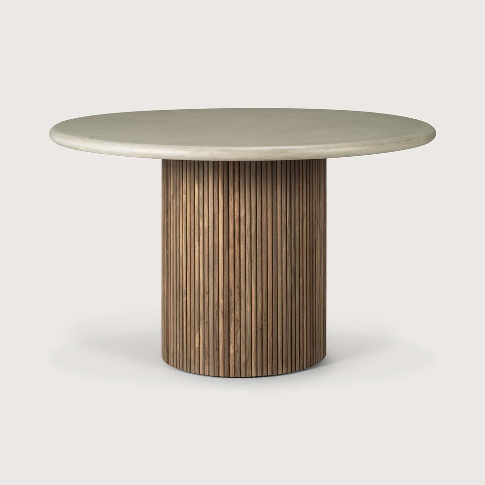 Ethnicraft Roller Max Outdoor Dining Table in teak styled in a dining room