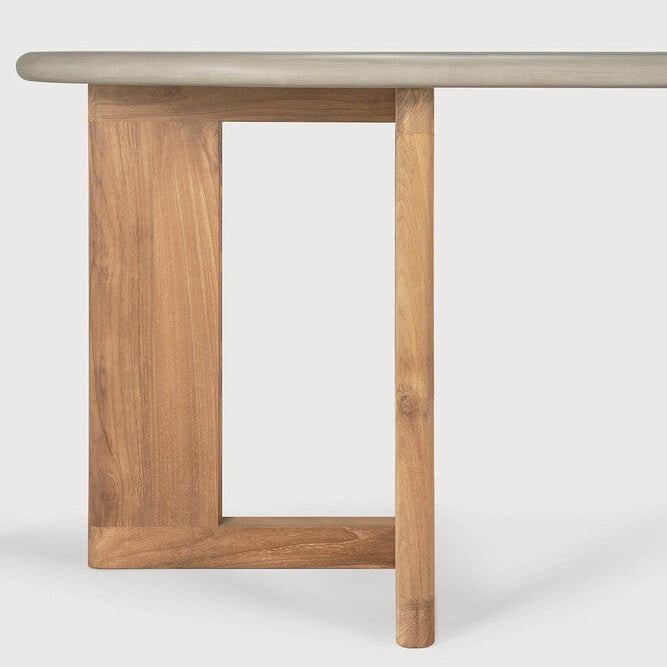 Ethnicraft Trestle Outdoor Dining Table in teak styled in a dining room