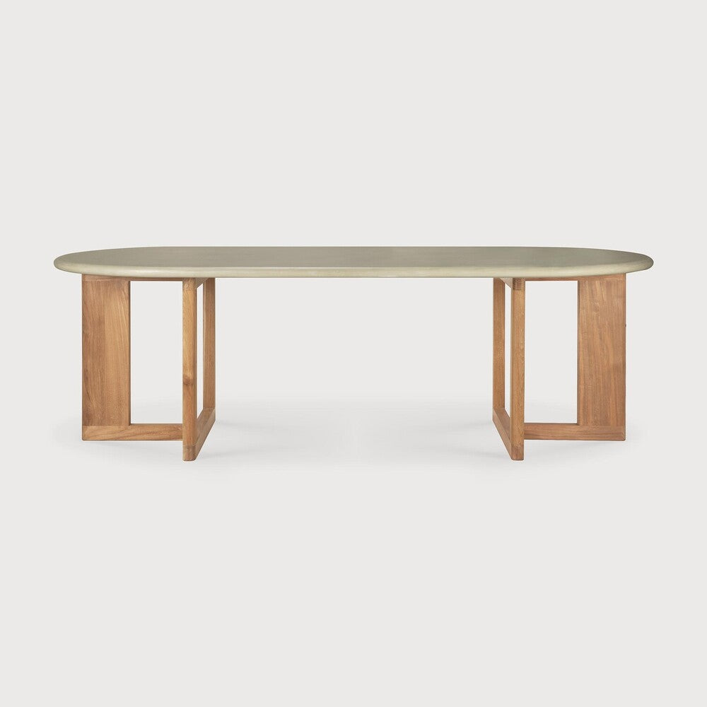 Ethnicraft Trestle Outdoor Dining Table in teak styled in a dining room