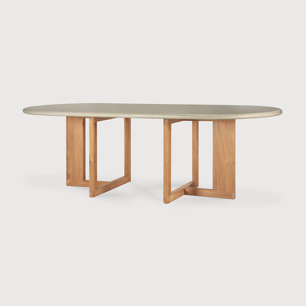 Ethnicraft Trestle Outdoor Dining Table in teak styled in a dining room