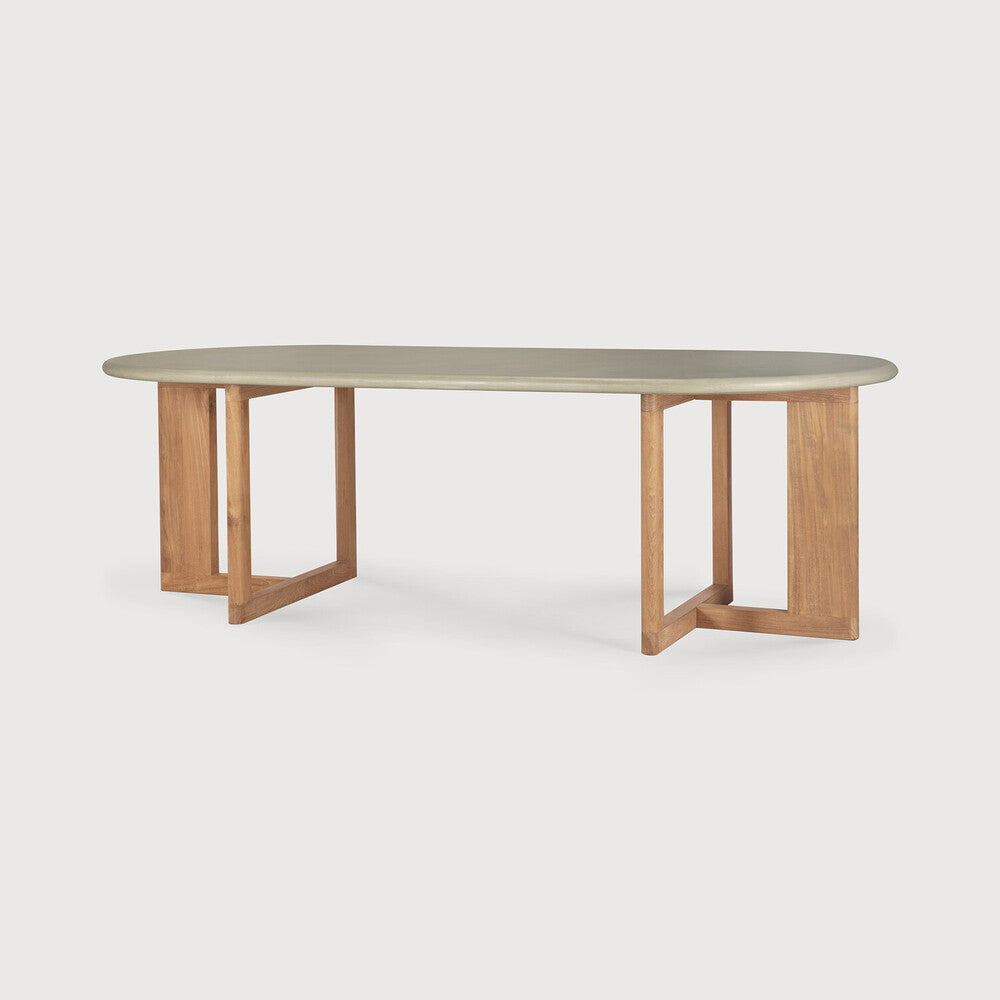 Ethnicraft Trestle Outdoor Dining Table in teak styled in a dining room