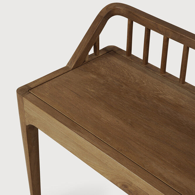 Ethnicraft Reclaimed Teak Spindle Bench in teak, FSC-certified solid teak, Belgian solid wood furniture