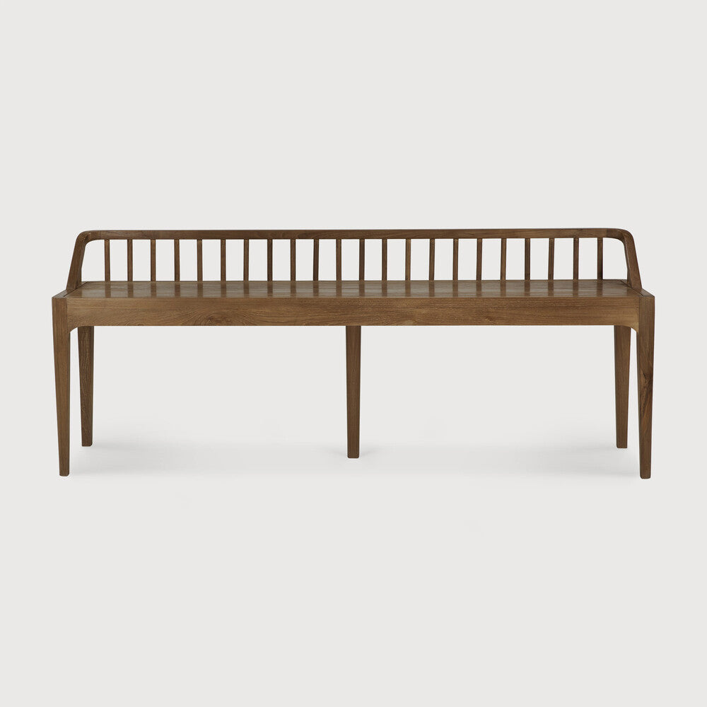 Ethnicraft Reclaimed Teak Spindle Bench in teak, FSC-certified solid teak, Belgian solid wood furniture