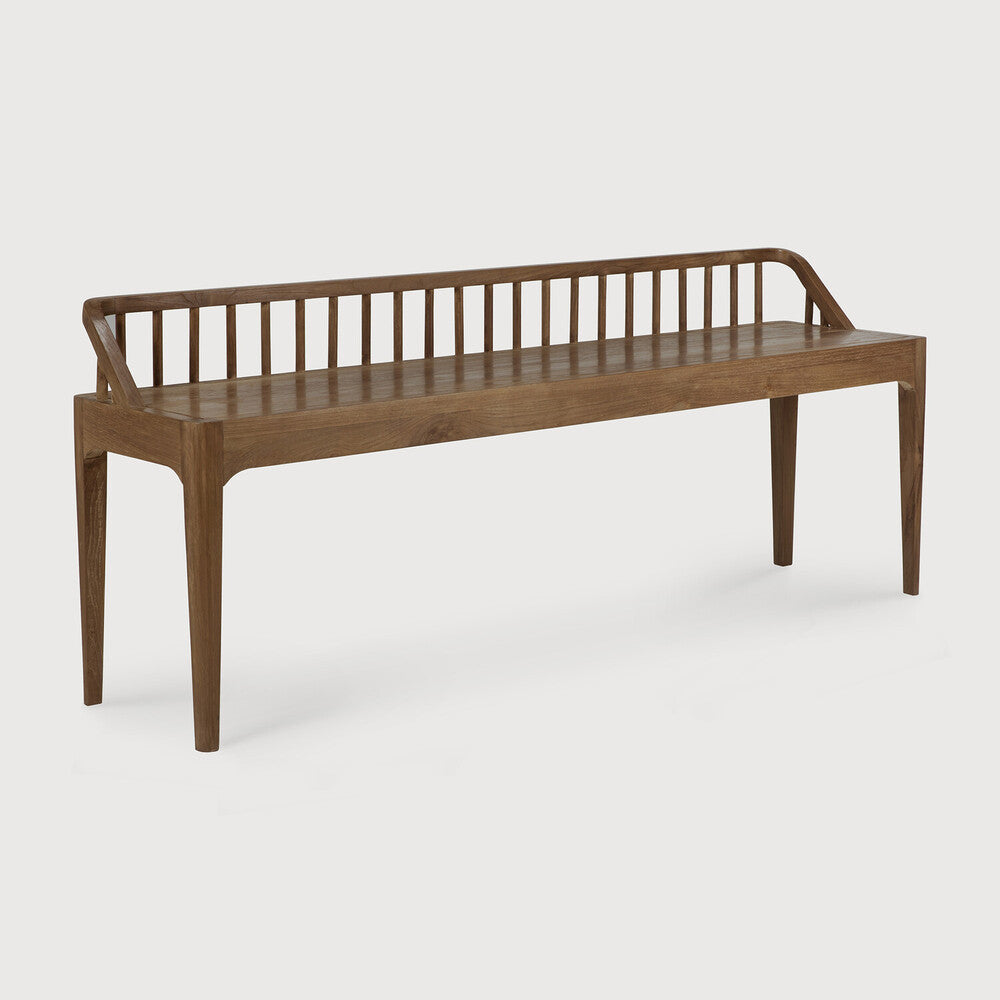 Ethnicraft Reclaimed Teak Spindle Bench in teak, FSC-certified solid teak, Belgian solid wood furniture