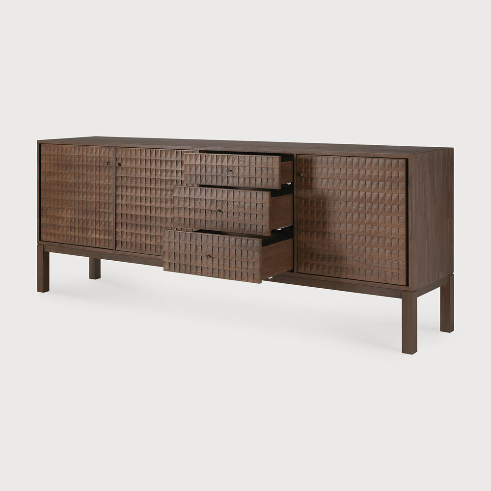Ethnicraft Sono Sideboard in teak, FSC-certified solid teak with varnished finish