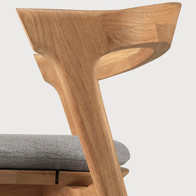 Detail of Ethnicraft Bok Outdoor Dining Chair in Teak with Mocha cushion