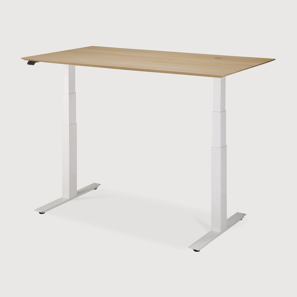Ethnicraft Bok Adjustable Desk in oak, FSC-certified solid oak with varnished finish, Belgian solid wood furniture