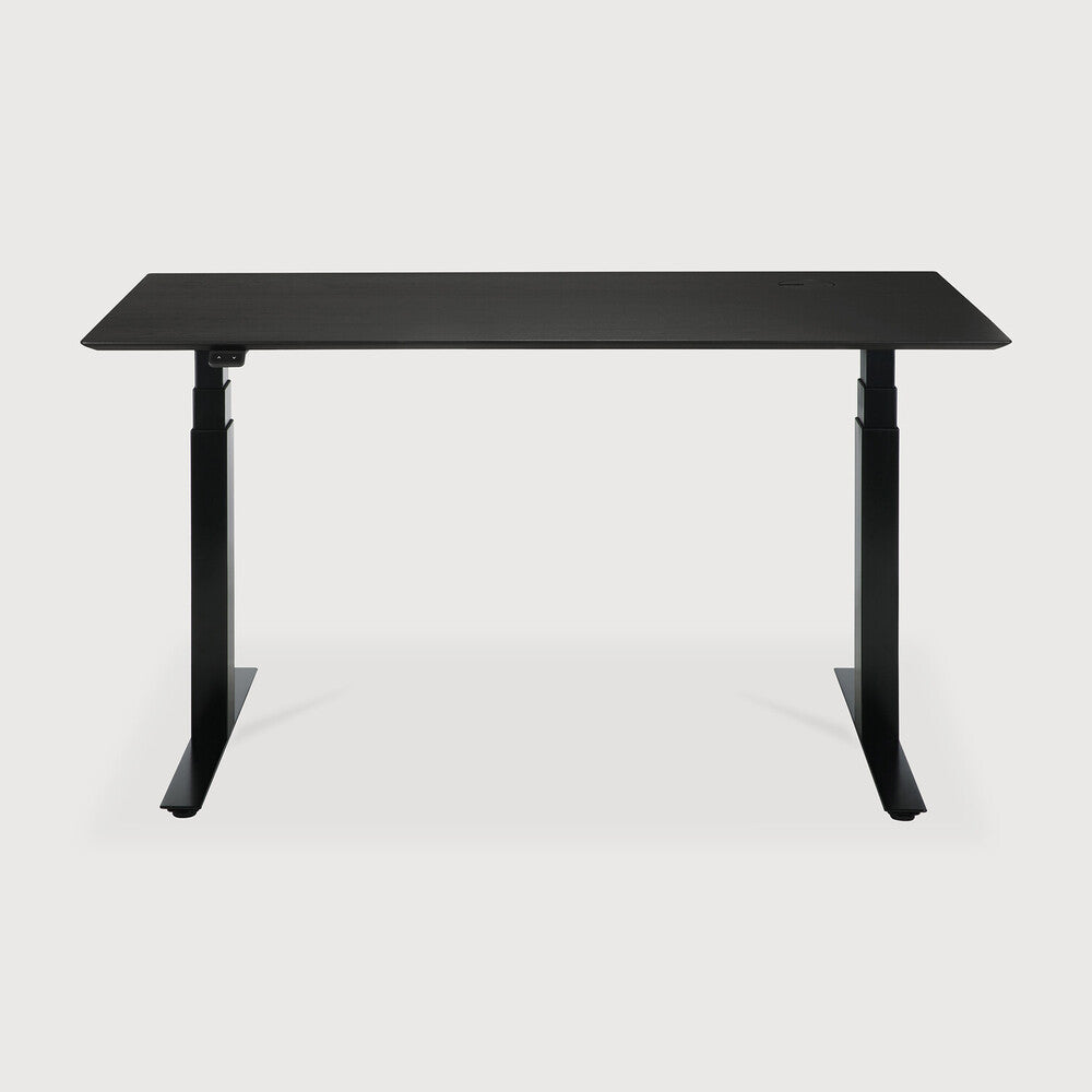 Ethnicraft Bok Adjustable Desk in oak, FSC-certified solid oak with varnished finish, Belgian solid wood furniture