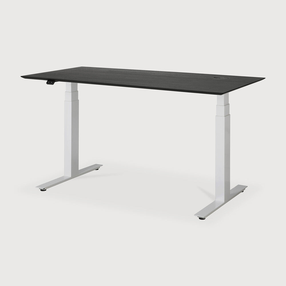 Ethnicraft Bok Adjustable Desk in oak, FSC-certified solid oak with varnished finish, Belgian solid wood furniture