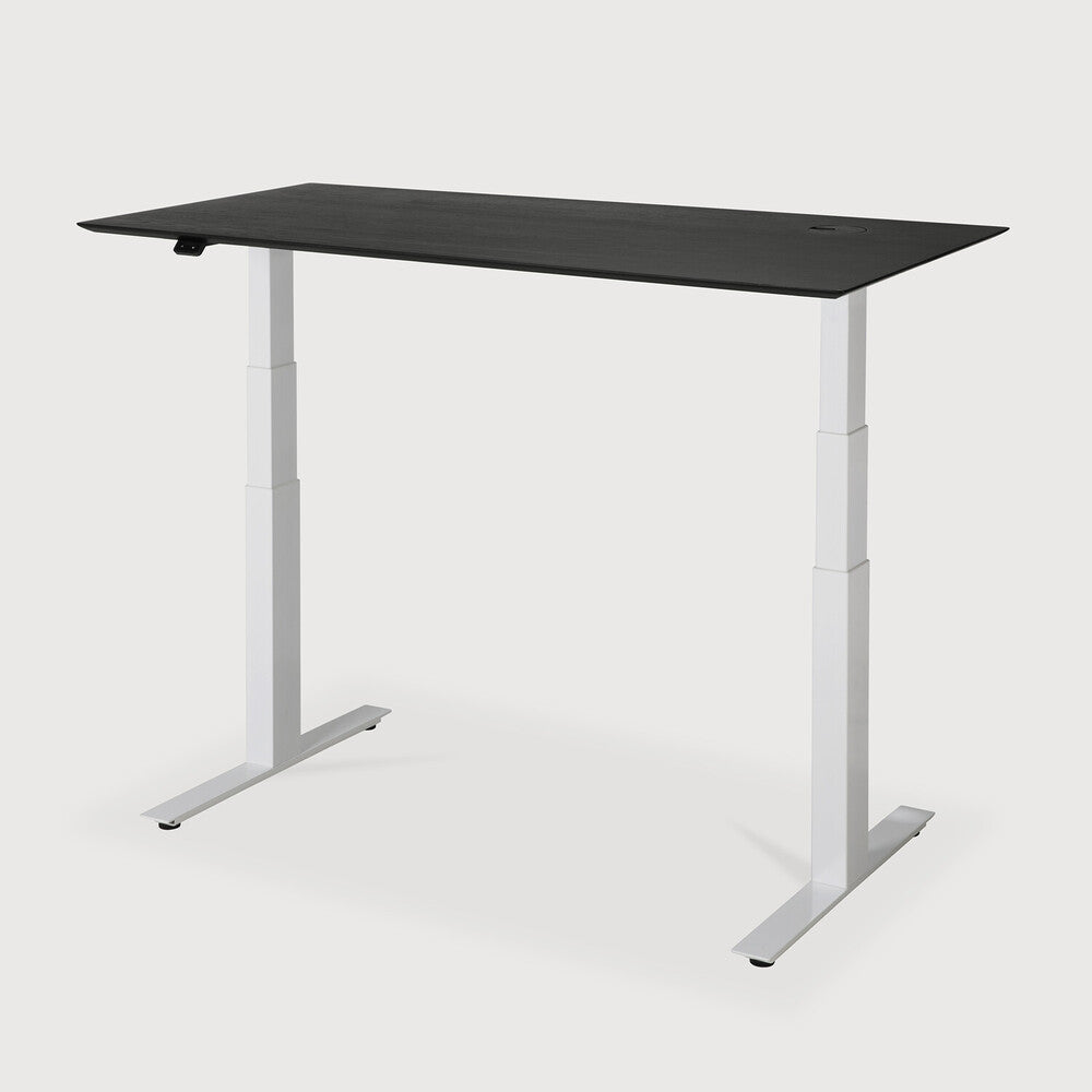 Ethnicraft Bok Adjustable Desk in oak, FSC-certified solid oak with varnished finish, Belgian solid wood furniture