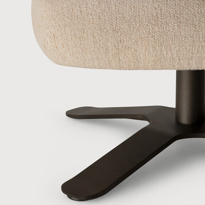 Detail of Ethnicraft Merge Footstool showing the Loam fabric weave