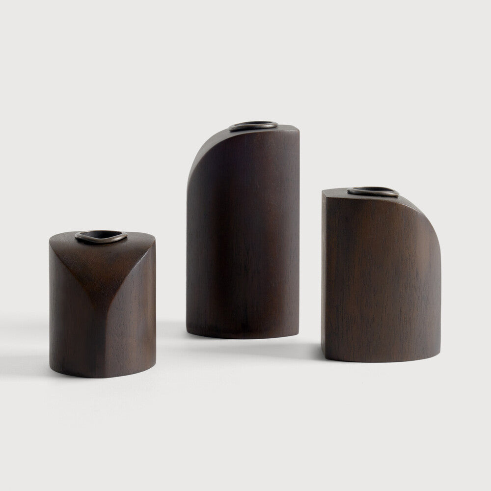 Ethnicraft PI Candle Holders, FSC-certified solid wood furniture by Belgian brand