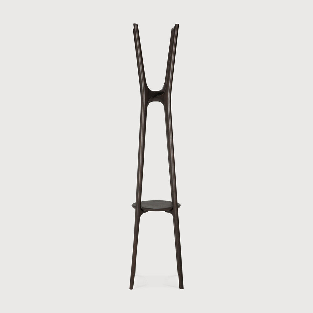 Ethnicraft Pi Coat Stand in mahogany, FSC-certified solid mahogany with varnished finish