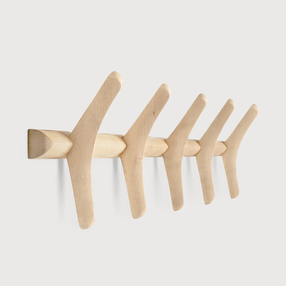 Ethnicraft PI Coat Rack in sycamore, FSC-certified solid sycamore with varnished finish