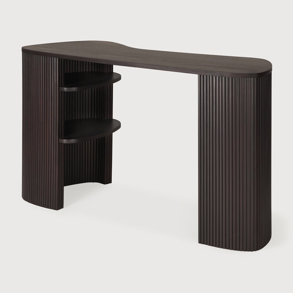 Ethnicraft Roller Max Desk in mahogany, FSC-certified solid mahogany with varnished finish