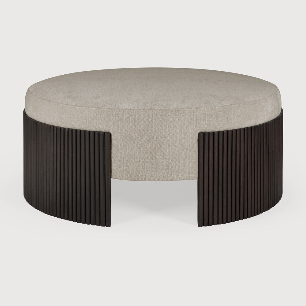 Ethnicraft Roller Max Pouf with FSC-certified solid mahogany frame