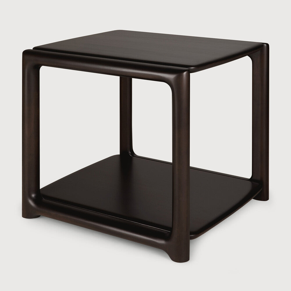 Ethnicraft Eda Side Table, side view, solid mahogany
