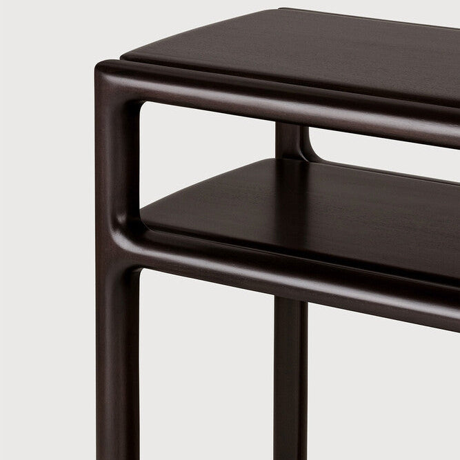 Detail of Ethnicraft Eda Console showing the lower shelf and leg