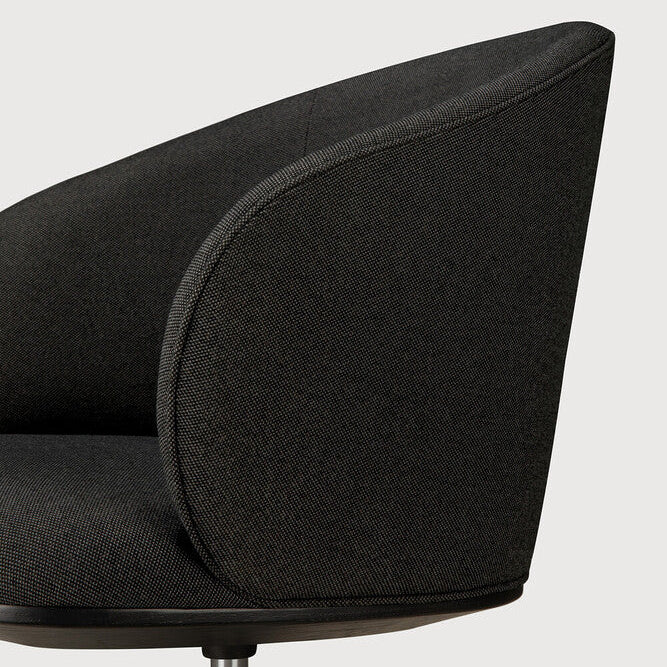 Detail of Ethnicraft Unda Office Chair in Charcoal showing the flat-weave fabric