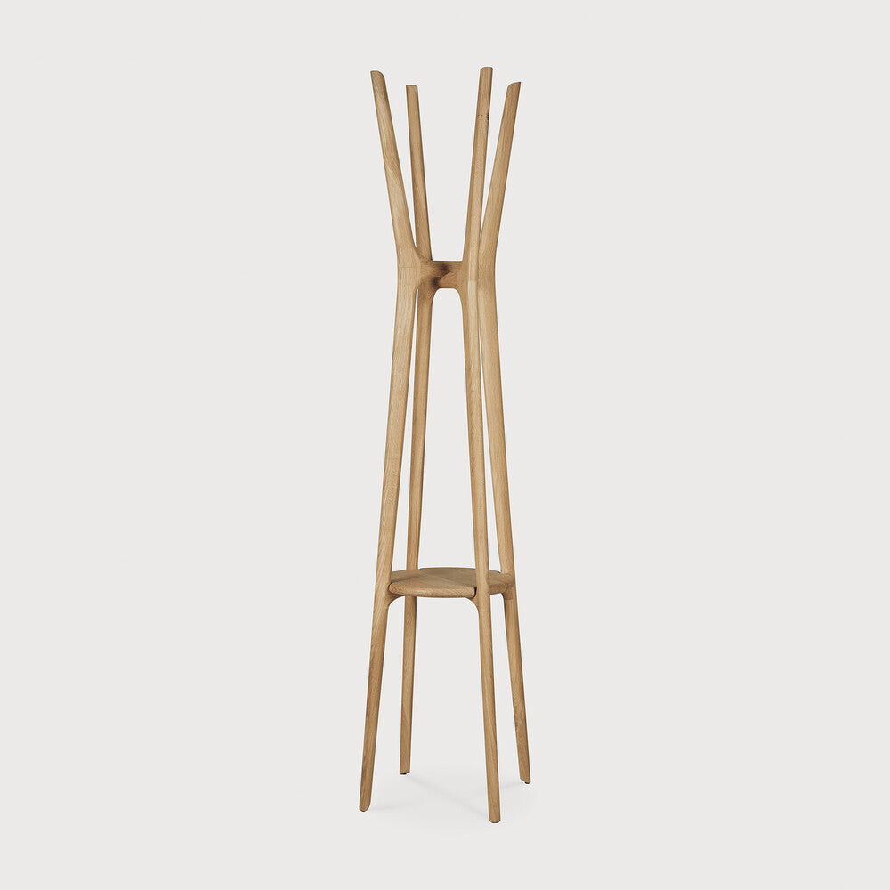 Ethnicraft Pi Coat Stand in oak, FSC-certified solid oak