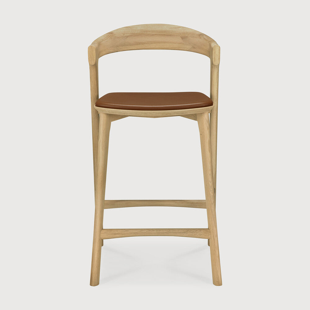 Ethnicraft Bok Counter Stool in oak, FSC-certified solid oak with varnished finish, Belgian solid wood furniture