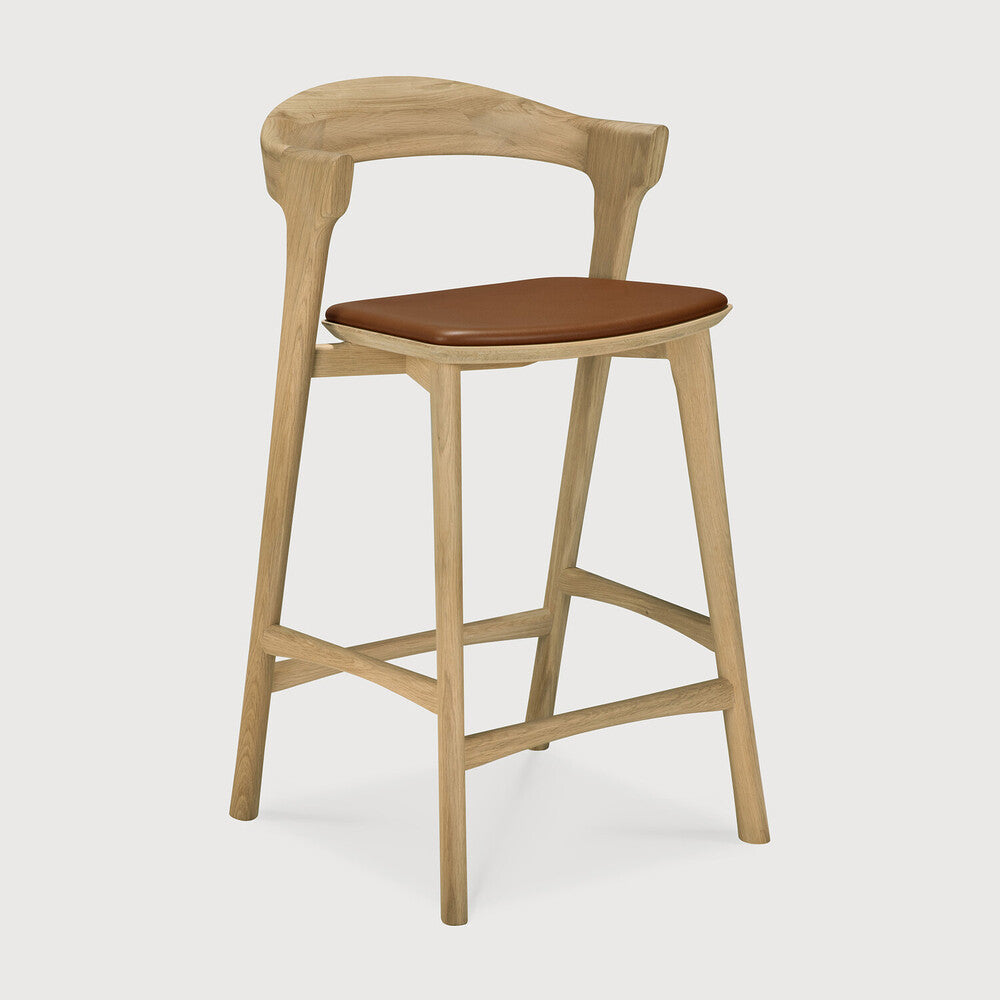 Ethnicraft Bok Counter Stool in oak, FSC-certified solid oak with varnished finish, Belgian solid wood furniture