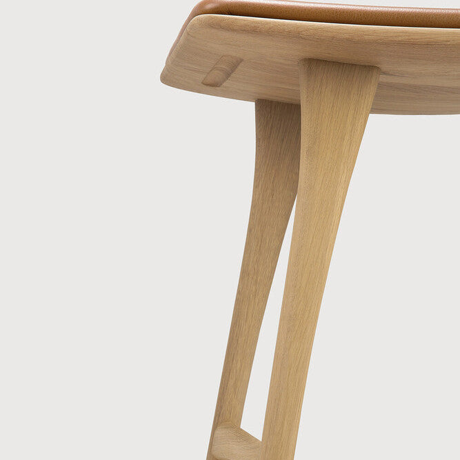 Ethnicraft Osso Bar Stool in oak, FSC-certified solid oak with varnished finish