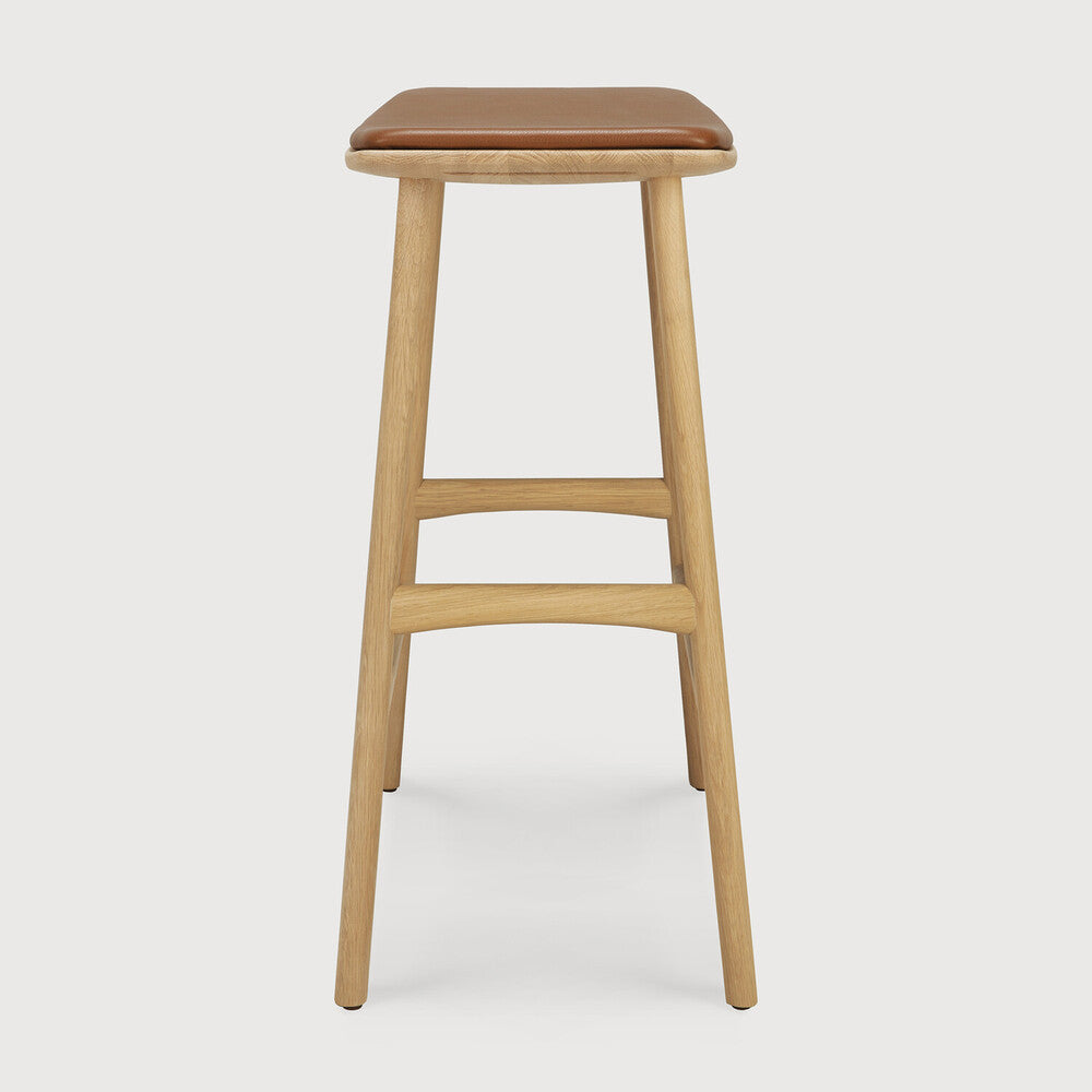 Ethnicraft Osso Bar Stool in oak, FSC-certified solid oak with varnished finish