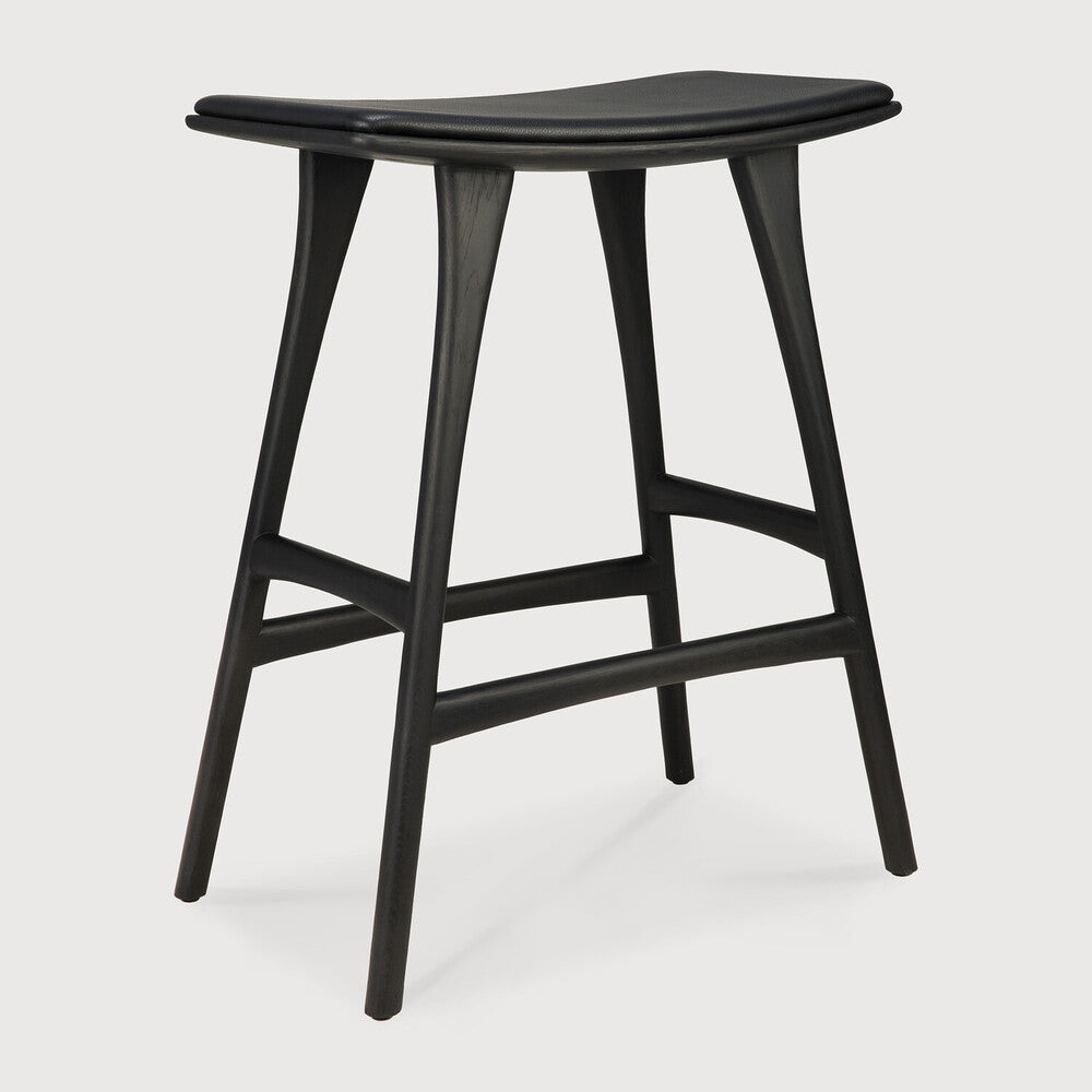 Ethnicraft Osso Stool in oak, FSC-certified solid oak with varnished finish