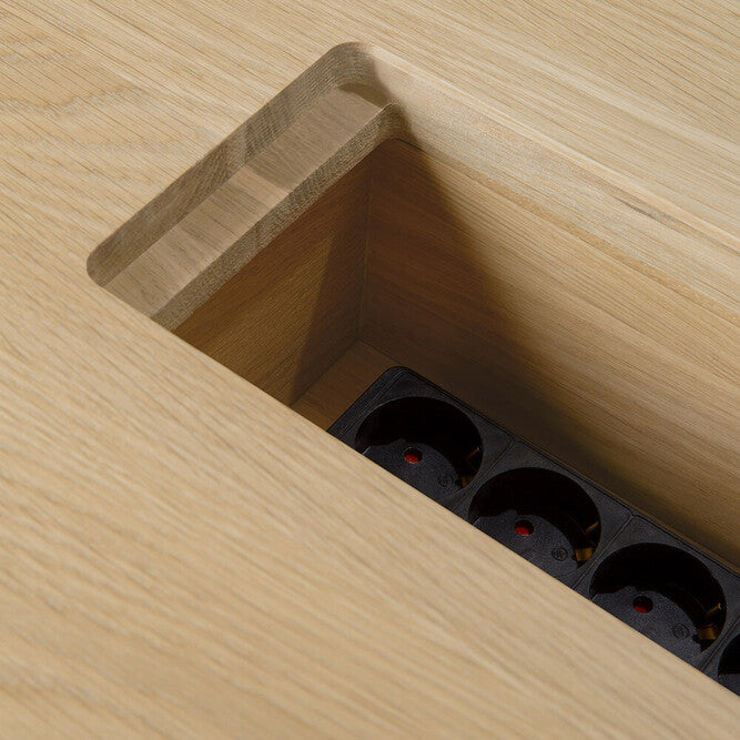 Ethnicraft Geometric Meeting Table in oak, FSC-certified solid oak with varnished finish
