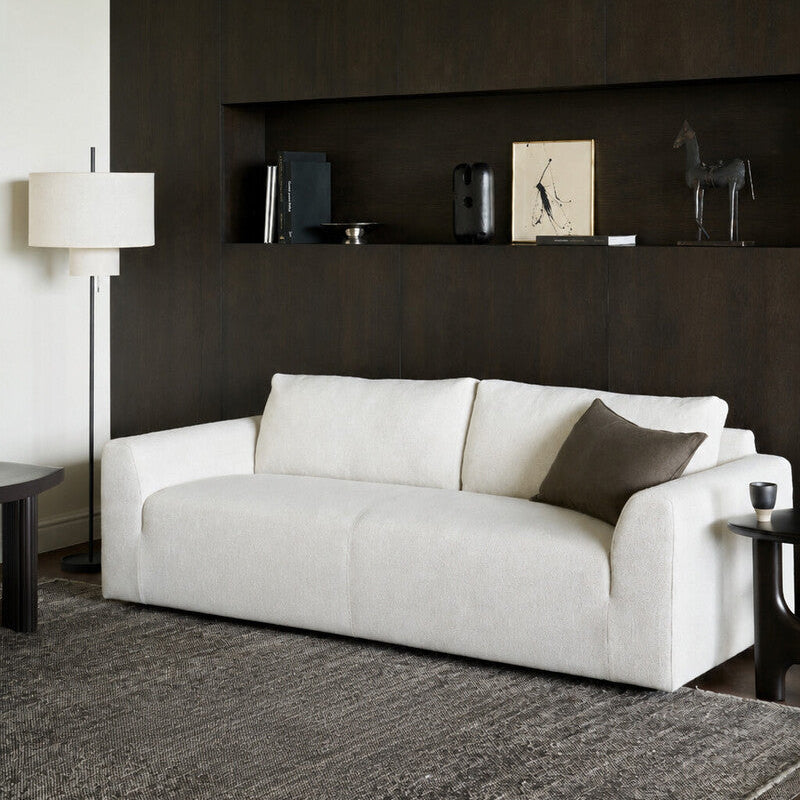 Ethnicraft Ease Sofa 3 seater in Leche, styled in an interior setting, woven upholstery