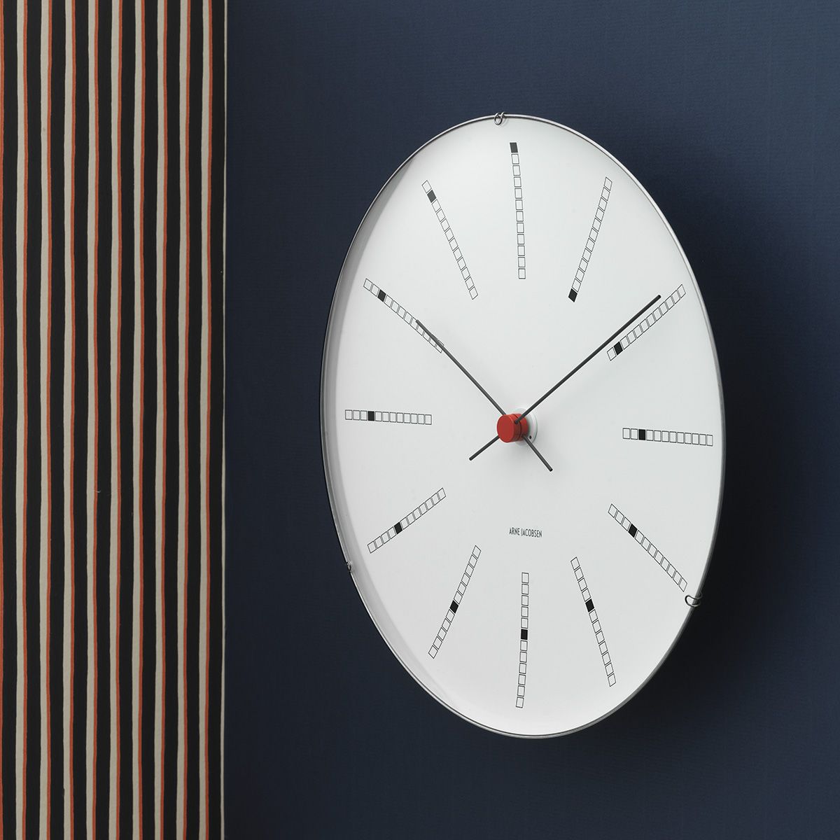 Arne Jacobsen Bankers Wall Clock White/Black/Red