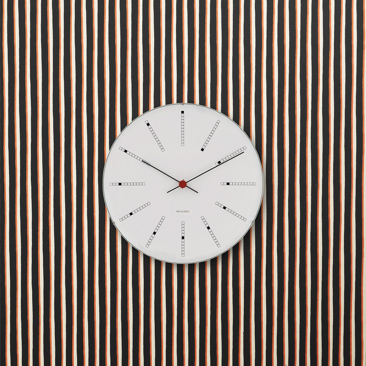 Arne Jacobsen Bankers Wall Clock White/Black/Red