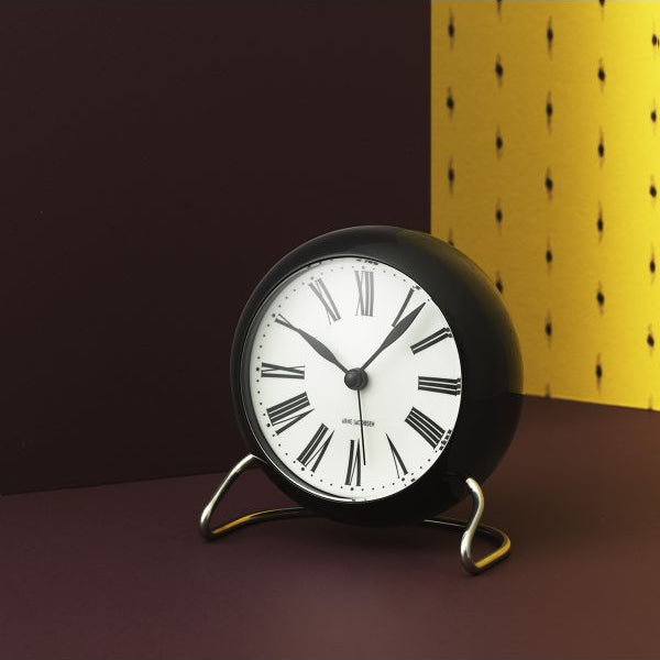 Arne Jacobsen Roman Table Clock White/Black H 4.7in Dia 4.3in
