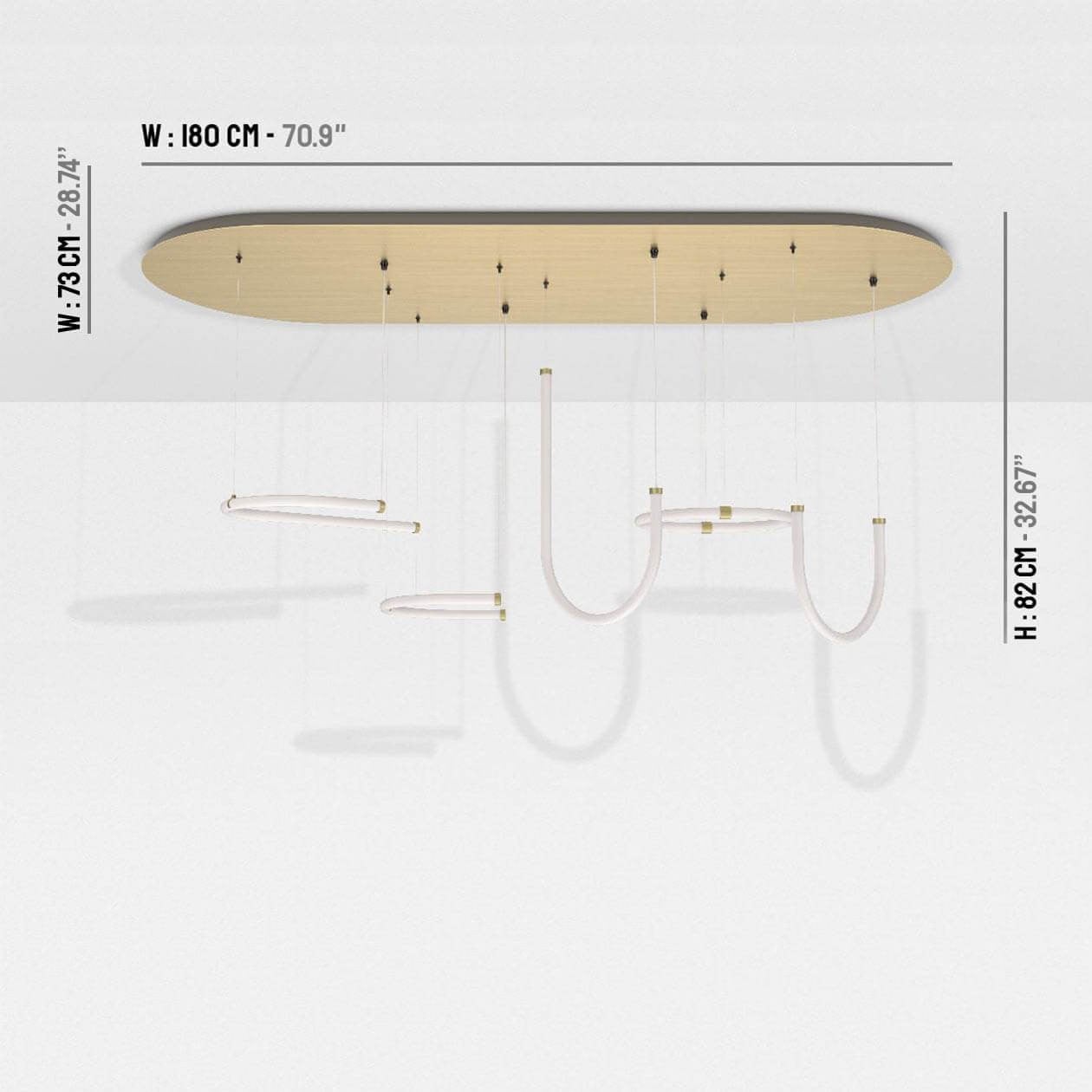 Petite Friture Unseen Triple Pendant System in glass and metal, designed by Färg & Blanche