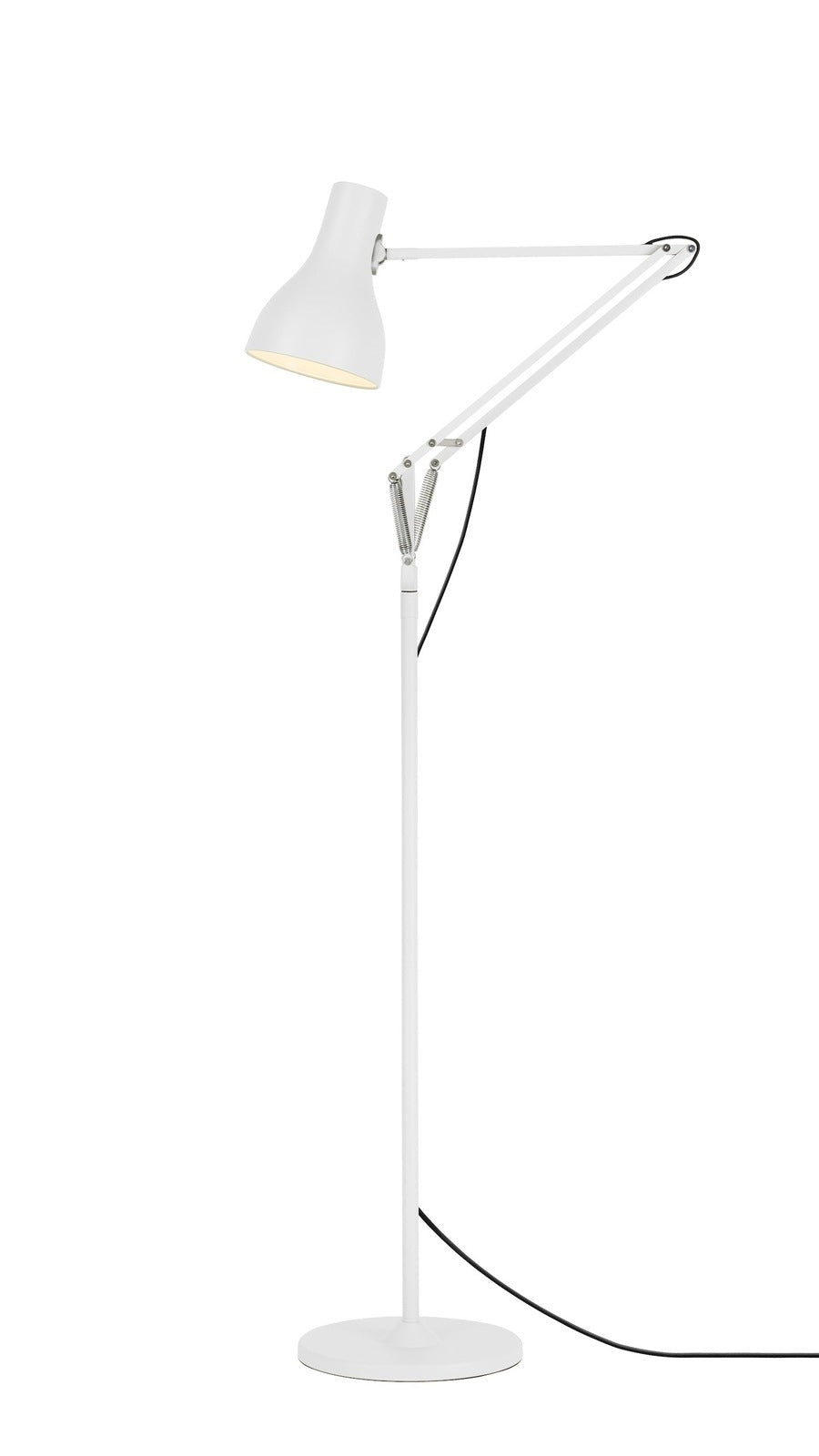 Alpine white Type 75 floor Anglepoise lamp, elegant adjustable floor lighting from Comosum