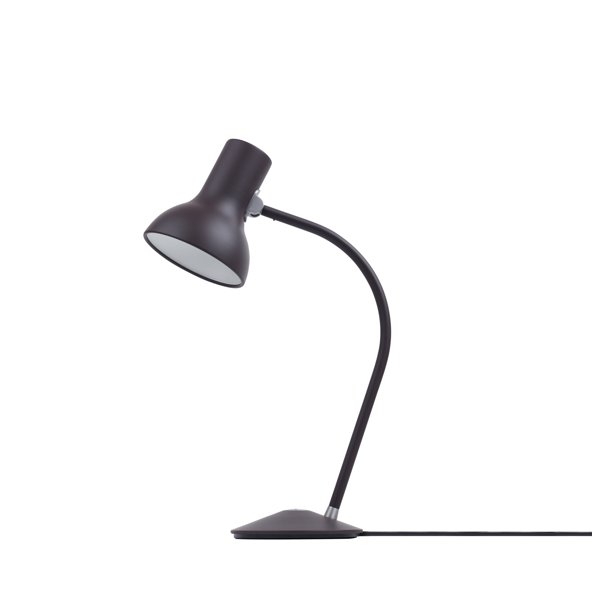 Black umber Type 75 Mini Anglepoise lamp by Comosum, compact adjustable desk lighting
