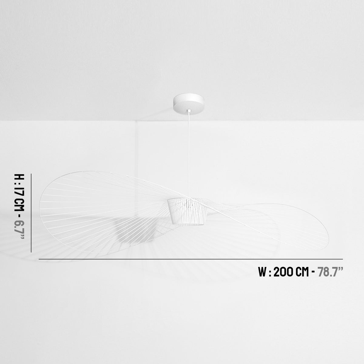 Petite Friture Vertigo Pendant, Large, in White, 78.7 in (200 cm) wide, fiberglass and polyurethane