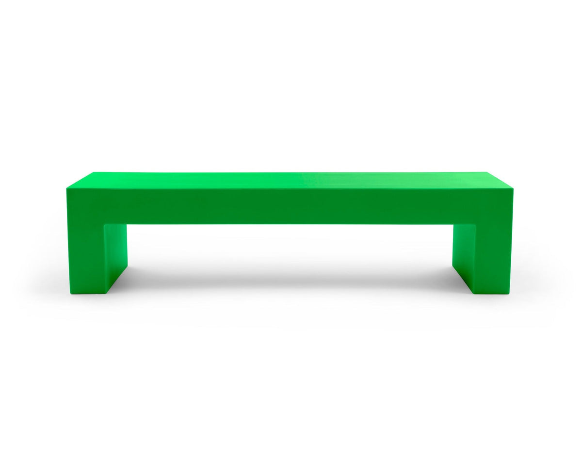 Heller Vignelli Bench, Large 72 in., in Green, recyclable polyethylene, designed by Massimo Vignelli