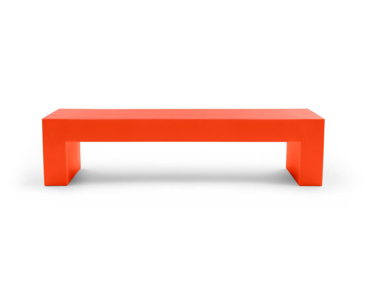 Heller Vignelli Bench, Large 72 in., in Orange, recyclable polyethylene, designed by Massimo Vignelli