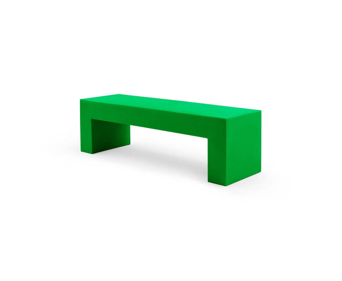 Heller Vignelli Bench, Medium 60 in., in Green, recyclable polyethylene, designed by Massimo Vignelli