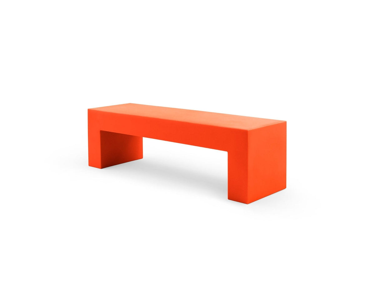 Heller Vignelli Bench, Medium 60 in., in Orange, recyclable polyethylene, designed by Massimo Vignelli