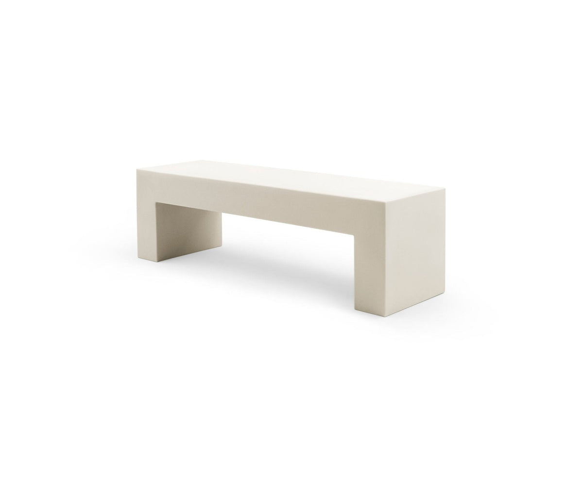 Heller Vignelli Bench, Medium 60 in., in White, recyclable polyethylene, designed by Massimo Vignelli