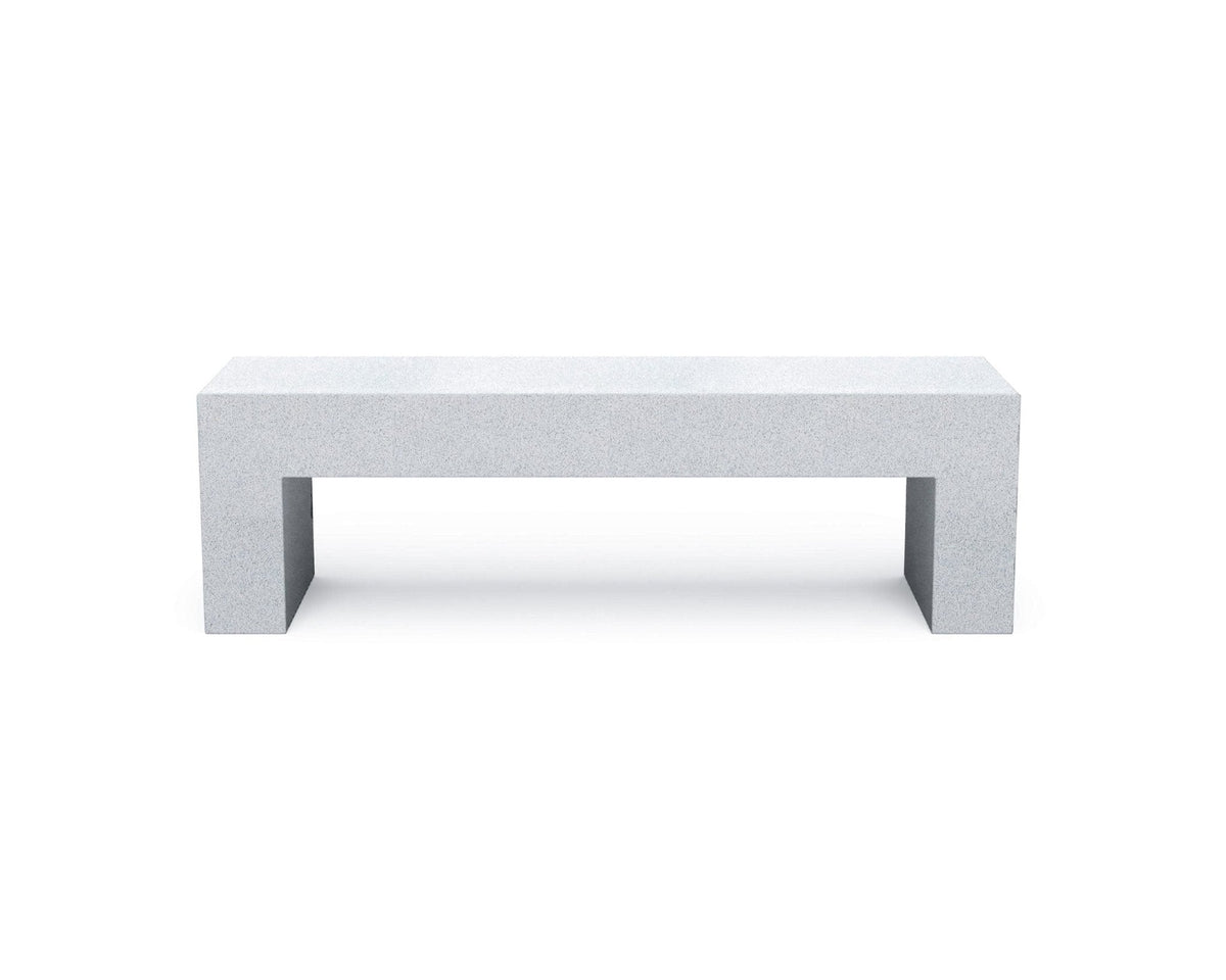 Heller Vignelli Bench, Medium 60 in., in White Granite, recyclable polyethylene, designed by Massimo Vignelli