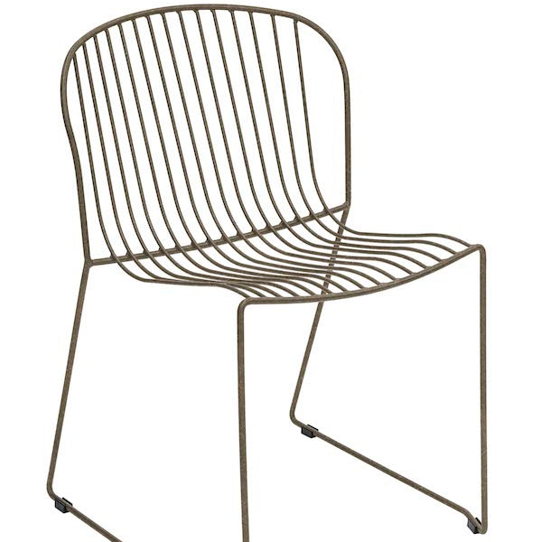 Isimar Bolonia Side Chair in Bronze, galvanized steel outdoor chair, Spanish design since 1925