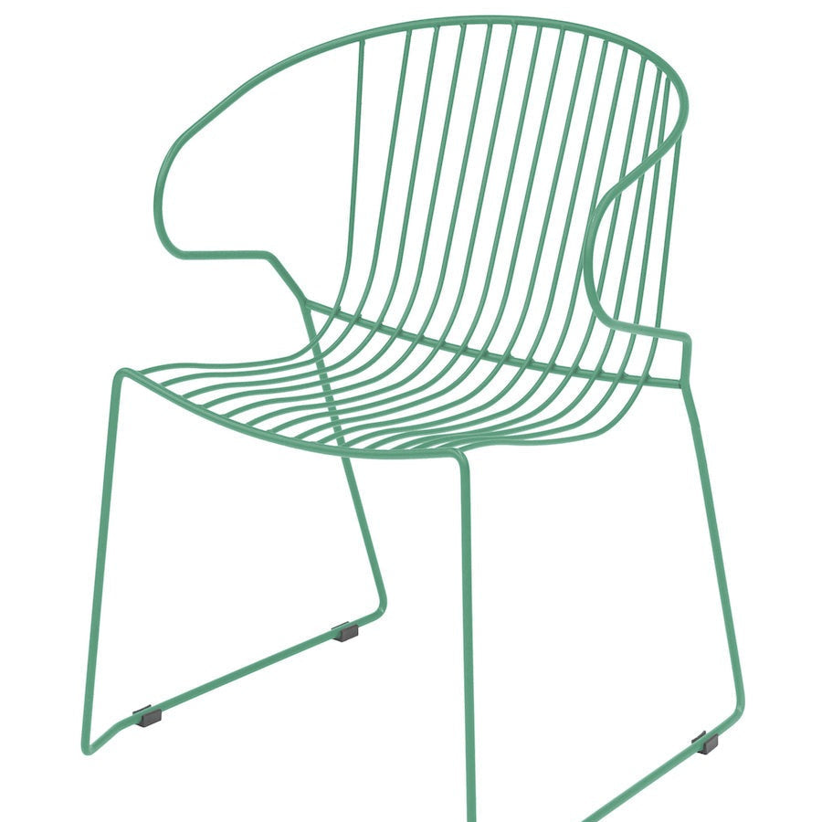 Isimar Bolonia Arm Chair in Emerald Green, galvanized steel outdoor chair, Spanish design since 1925