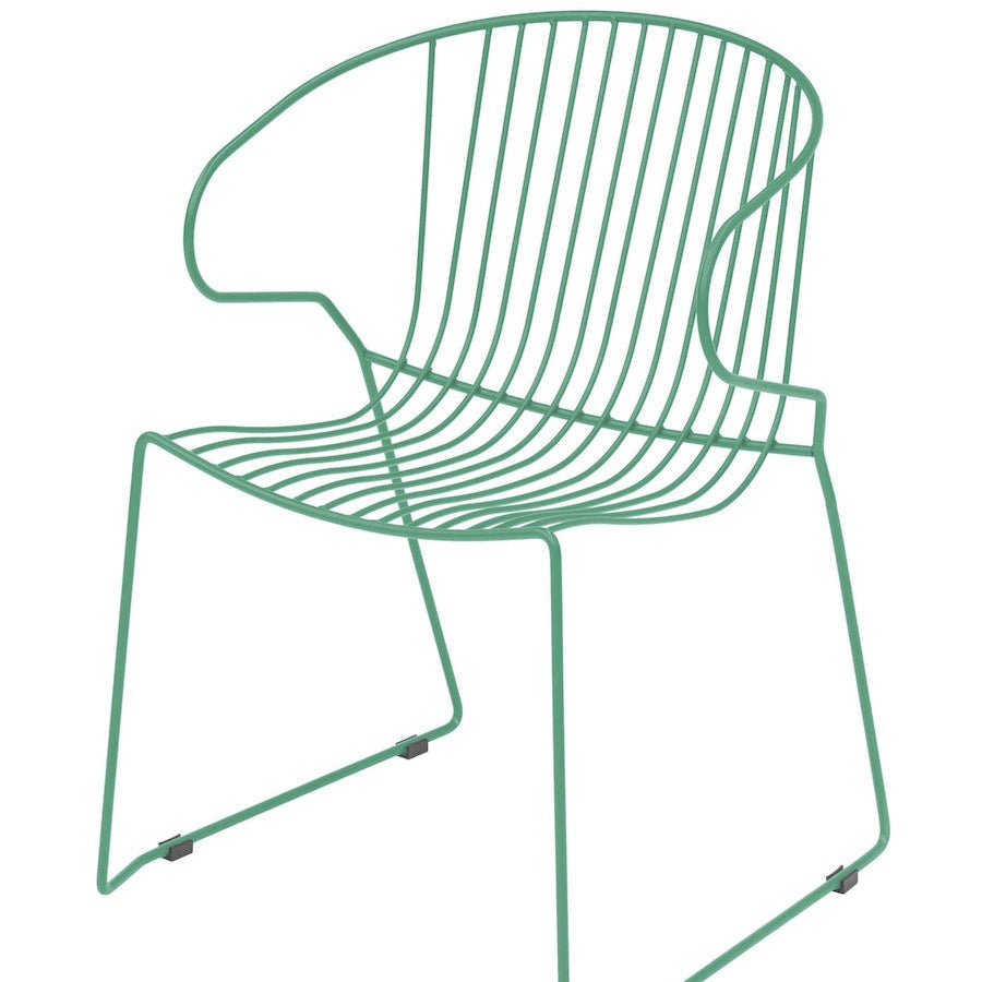 Isimar Bolonia Arm Chair in Emerald Green, galvanized steel outdoor chair, Spanish design since 1925